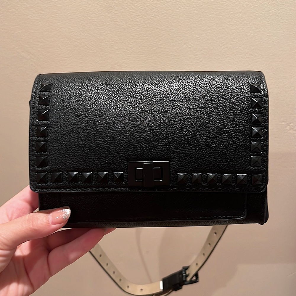 Black studded belt bag